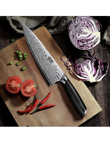 Cuchillo de Chef HOSHANHO 20.32 cm Acero Alto Carbono Pakkawood