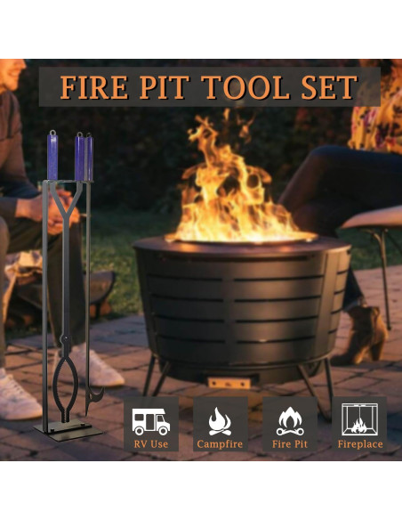 Juego de Herramientas para Chimenea CKLT 3 Piezas con Poker 101.6 cm