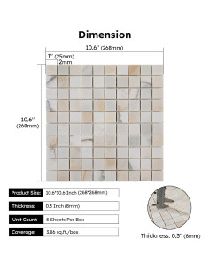 Azulejo de mosaico de mármol Diflart Calacatta dorado 1" pulido 2