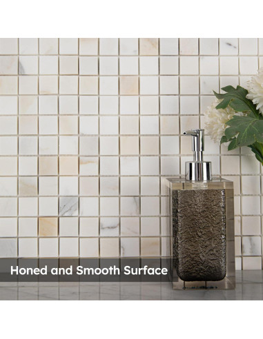 Azulejo de mosaico de mármol Diflart Calacatta dorado 1" pulido