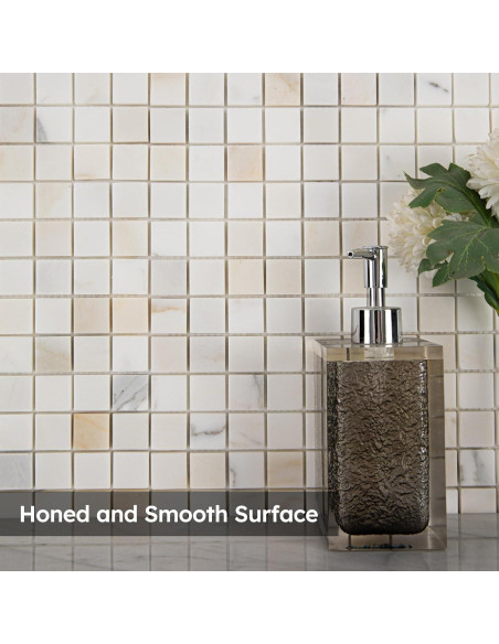 Azulejo de mosaico de mármol Diflart Calacatta dorado 1" pulido