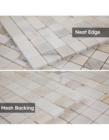 Azulejo de mosaico de mármol Diflart Calacatta dorado 1" pulido