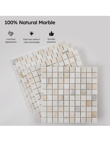 Azulejo de mosaico de mármol Diflart Calacatta dorado 1" pulido