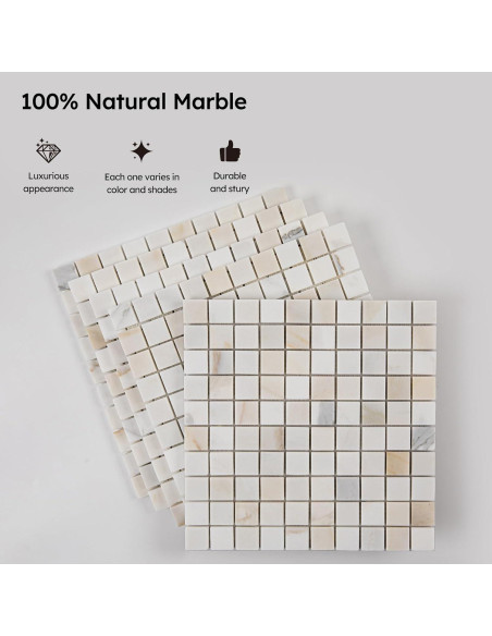 Azulejo de mosaico de mármol Diflart Calacatta dorado 1" pulido