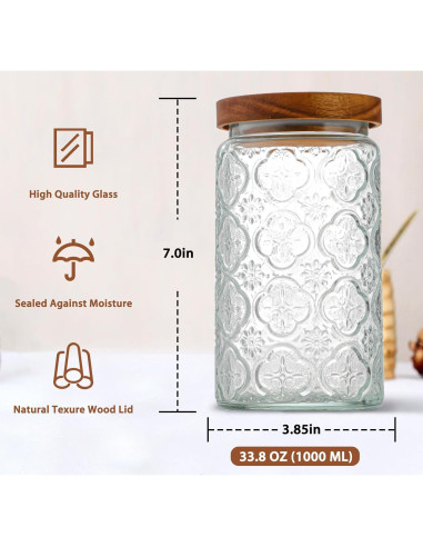 Tarro de Almacenamiento de Vidrio YUTGSMPO 1008ml 2 Pcs Vintage