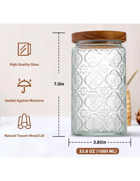 Tarro de Almacenamiento de Vidrio YUTGSMPO 1008ml 2 Pcs Vintage