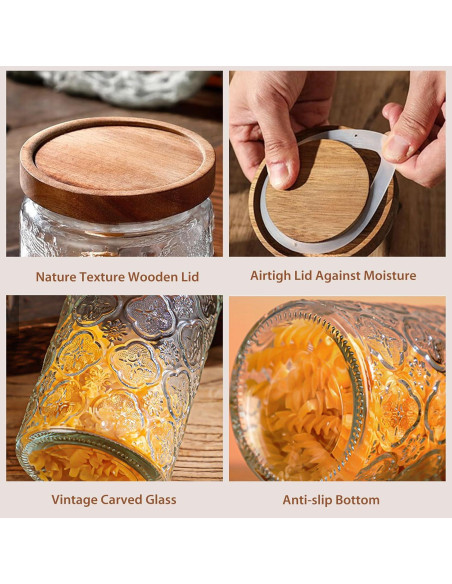 Tarro de Almacenamiento de Vidrio YUTGSMPO 1008ml 2 Pcs Vintage