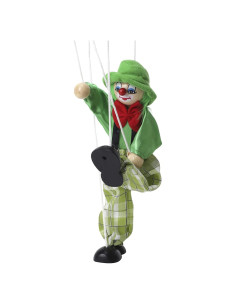 Marioneta de Mano Payaso BXT de Madera 24cm Verde