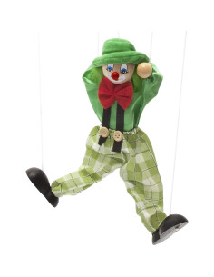 Marioneta de Mano Payaso BXT de Madera 24cm Verde 2