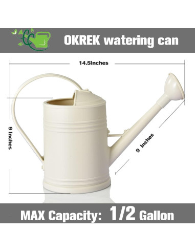 Regadera de plástico OKREK 1.89L marfil para plantas interiores