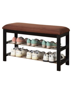 Banco Organizador de Zapatos Roundhill Espresso 80x30 cm