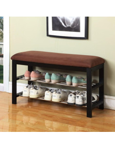 Banco Organizador de Zapatos Roundhill Espresso 80x30 cm 2