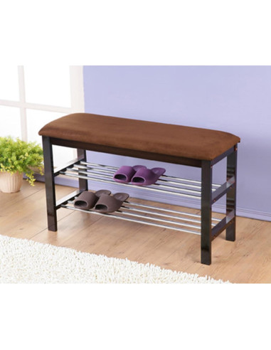 Banco Organizador de Zapatos Roundhill Espresso 80x30 cm