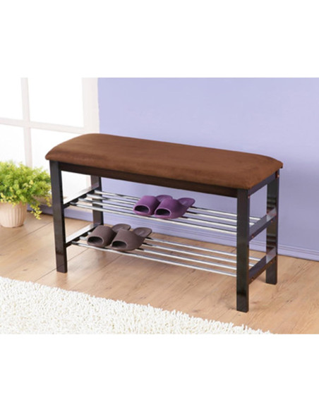 Banco Organizador de Zapatos Roundhill Espresso 80x30 cm