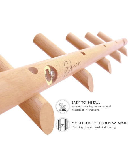 Perchero de Pared Eden & Co de Madera Haya - 5 Ganchos Perchero de Pared Eden & Co de Madera Haya - 5 Ganchos