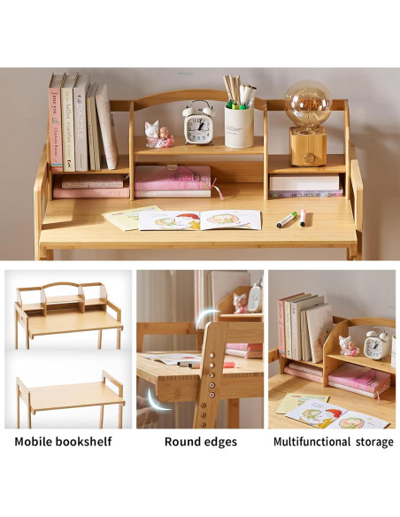 Conjunto de Escritorio y Silla UNICOO para Niños - Bambú Ajustable