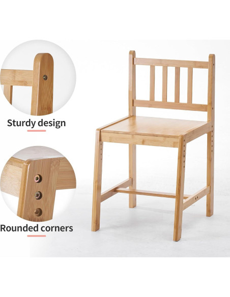 Conjunto de Escritorio y Silla UNICOO para Niños - Bambú Ajustable