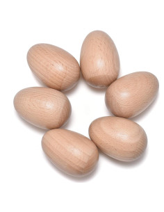 Juego de 6 Shakers de Huevo de Madera Haya Natural