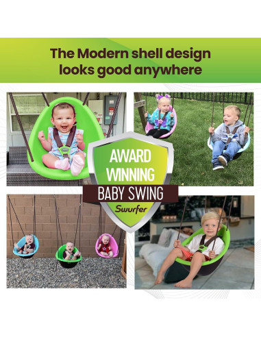 Columpio para Niños Swurfer Kiwi - Acolchado, 3 Puntos, Verde