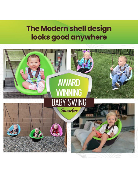 Columpio para Niños Swurfer Kiwi - Acolchado, 3 Puntos, Verde