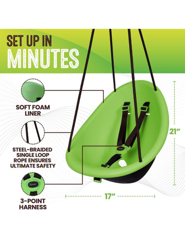 Columpio para Niños Swurfer Kiwi - Acolchado, 3 Puntos, Verde