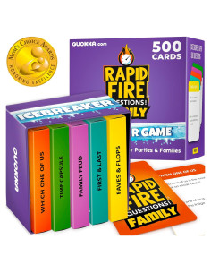 Juego de Cartas de Conversación QUOKKA Familiar Premium - 500 Preguntas