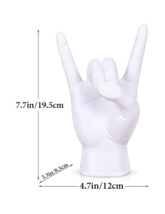 Estatua de Mano Rock On QIANLING en Resina Blanca 19.56 cm 2