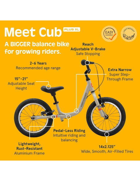 Bicicleta de Equilibrio Retrospec Cub Plus XL 14" para Niños