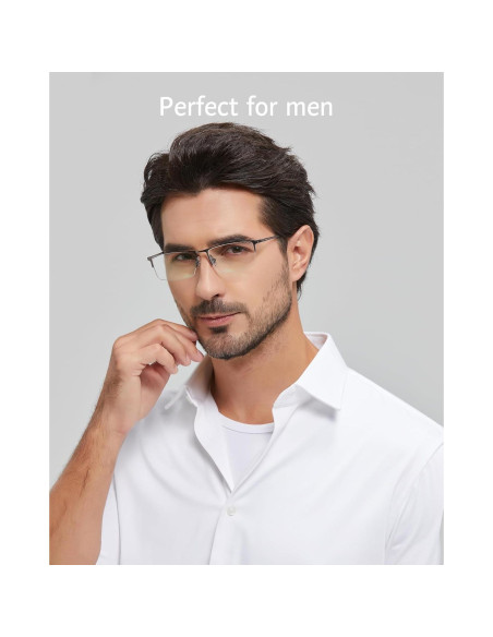 Gafas de Luz Azul ANRRI Semi Sin Montura para Hombres - Lentes Livianas