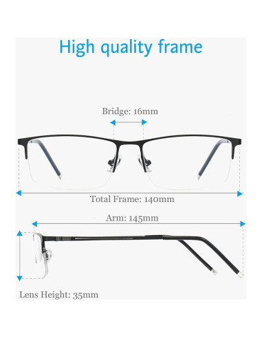 Gafas de Luz Azul ANRRI Semi Sin Montura para Hombres - Lentes Livianas