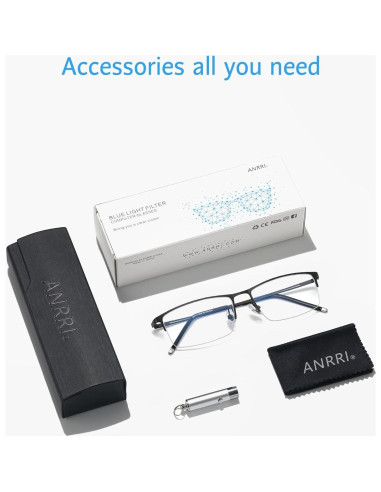 Gafas de Luz Azul ANRRI Semi Sin Montura para Hombres - Lentes Livianas