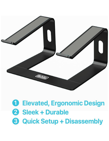 Soporte Ergonómico para Laptop BLACK+DECKER, Aluminio Negro