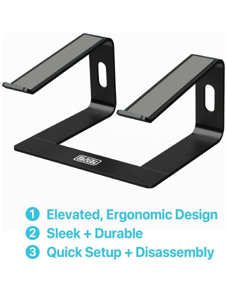 Soporte Ergonómico para Laptop BLACK+DECKER, Aluminio Negro