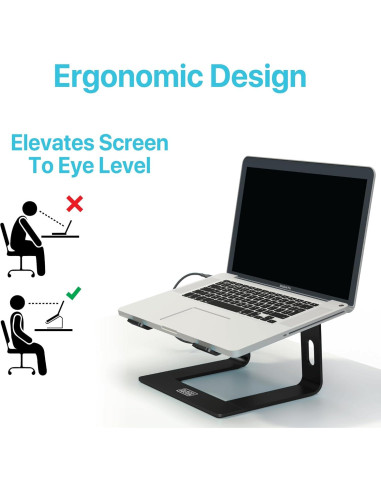 Soporte Ergonómico para Laptop BLACK+DECKER, Aluminio Negro