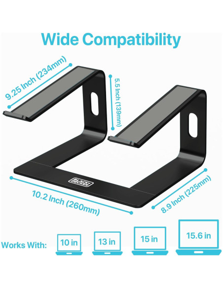 Soporte Ergonómico para Laptop BLACK+DECKER, Aluminio Negro