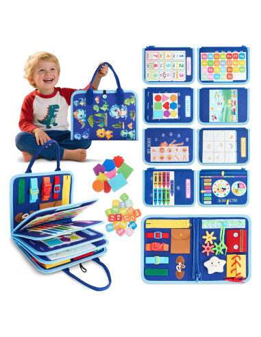 Tablero Ocupado Montessori TOYSYM Dinosaurio Azul 27.9x21.9cm