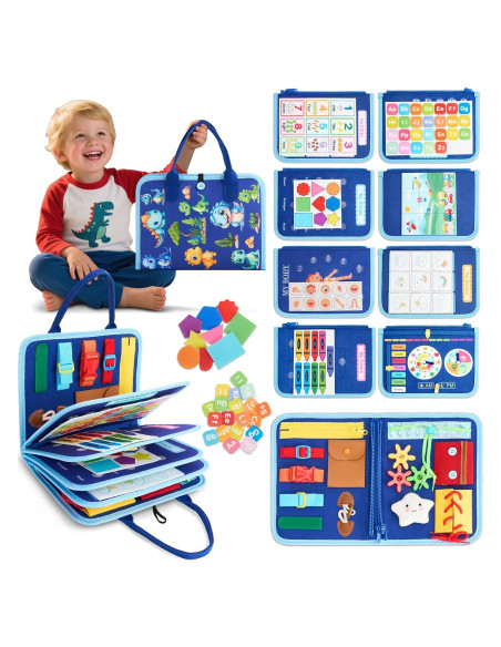 Tablero Ocupado Montessori TOYSYM Dinosaurio Azul 27.9x21.9cm