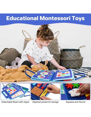 Tablero Ocupado Montessori TOYSYM Dinosaurio Azul 27.9x21.9cm