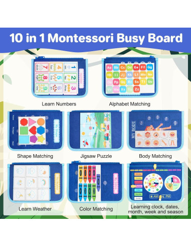 Tablero Ocupado Montessori TOYSYM Dinosaurio Azul 27.9x21.9cm