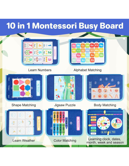 Tablero Ocupado Montessori TOYSYM Dinosaurio Azul 27.9x21.9cm