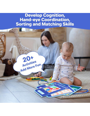 Tablero Ocupado Montessori TOYSYM Dinosaurio Azul 27.9x21.9cm