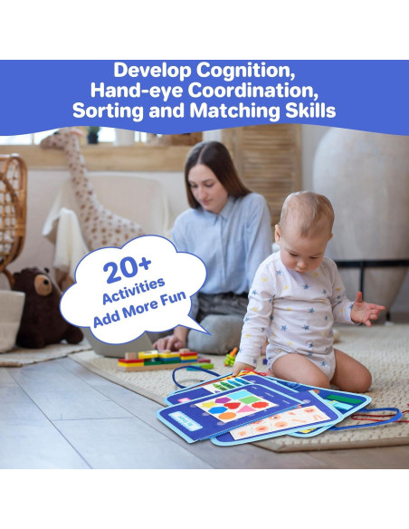 Tablero Ocupado Montessori TOYSYM Dinosaurio Azul 27.9x21.9cm