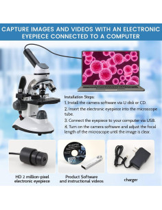 Microscopio Biológico 40X-2000X Crspexil con Cámara 2MP 2