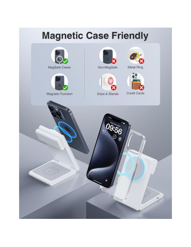 Estación de Carga Inalámbrica 3 en 1 Houflody con USB-C 20W