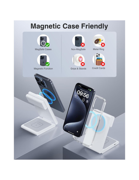 Estación de Carga Inalámbrica 3 en 1 Houflody con USB-C 20W