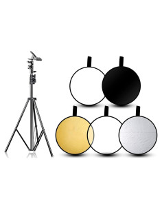 Kit de Estudio Fotográfico Emart con Soporte 260cm y Reflectores 5 en 1