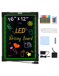 Tablero de Escritura LED VEVOR 40.64x30.48cm con Control Remoto