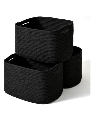 Cestas de Almacenamiento Negras ICERZCZ 3 Paquetes 38x28x14cm
