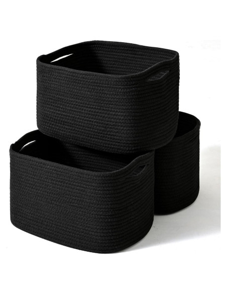 Cestas de Almacenamiento Negras ICERZCZ 3 Paquetes 38x28x14cm