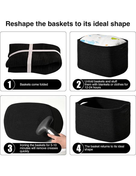 Cestas de Almacenamiento Negras ICERZCZ 3 Paquetes 38x28x14cm